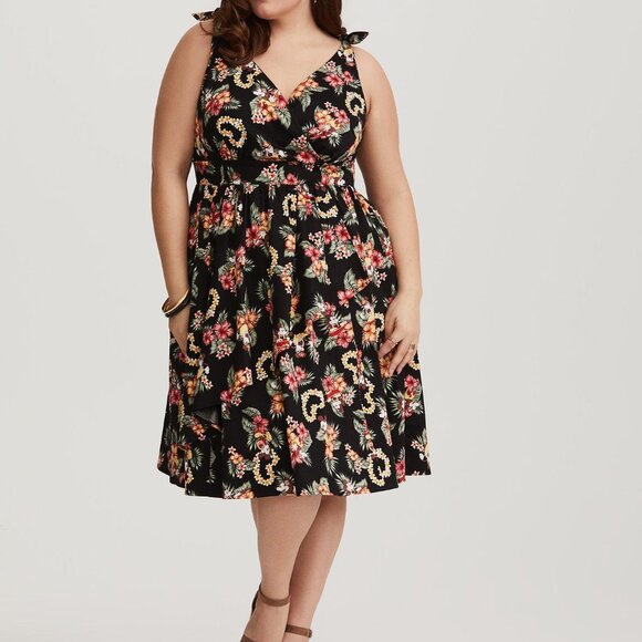 Disney Hawaiian Retro Faux Wrap Dress - Picture 1 of 4
